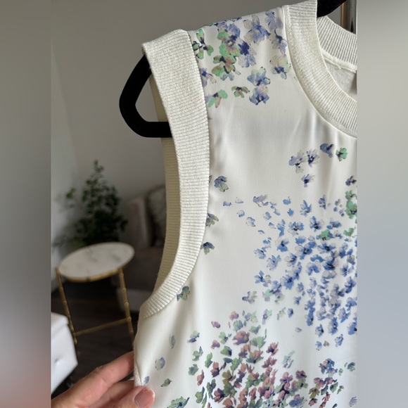 Ted Baker Floral Sleeveless Sweater Top White Blue Green Pink Size 2 US 6 - Picture 8 of 12